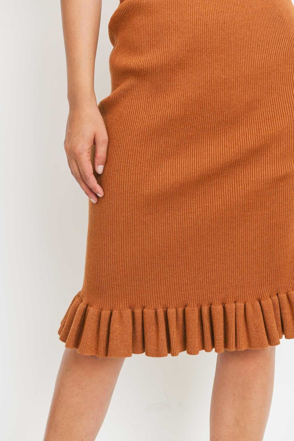 NEW ~ Sweater Knit Ruffle Midi Skirt
