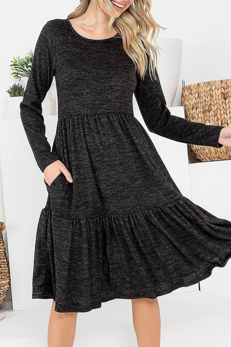 Two Toned Hacci Tiered Dress