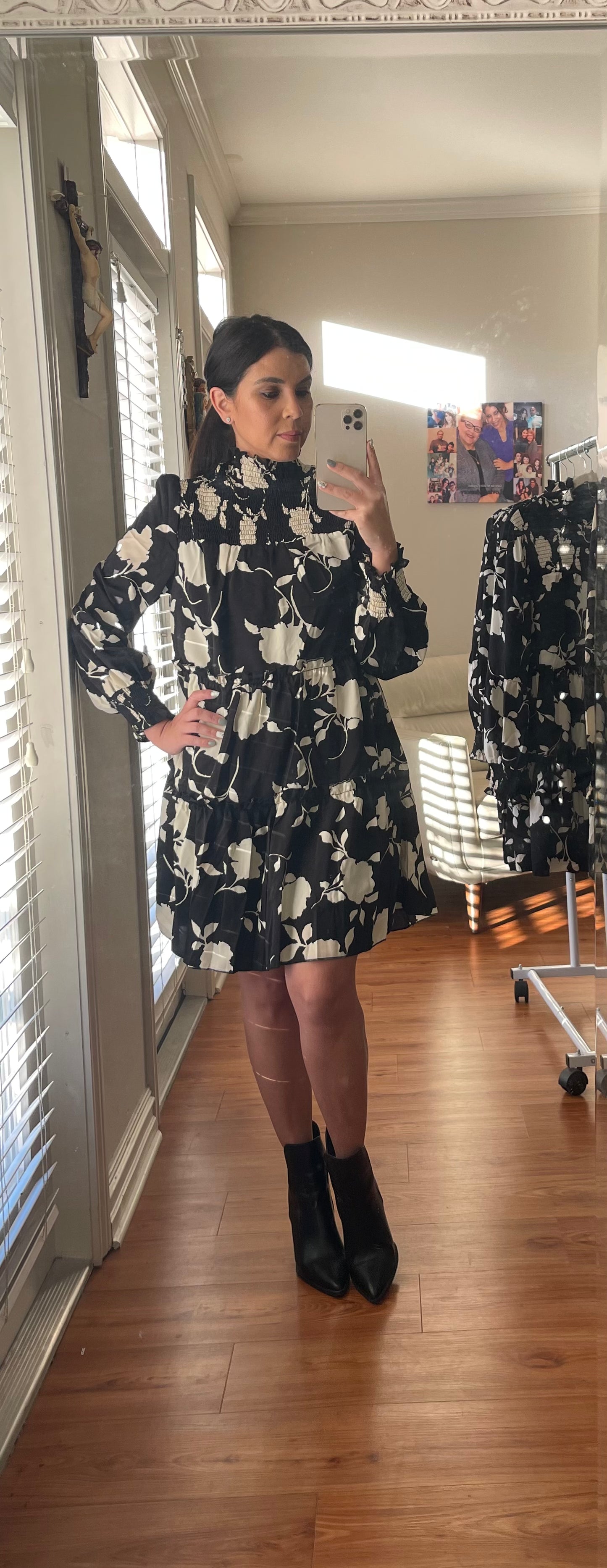 Mock Neck Floral Dress
