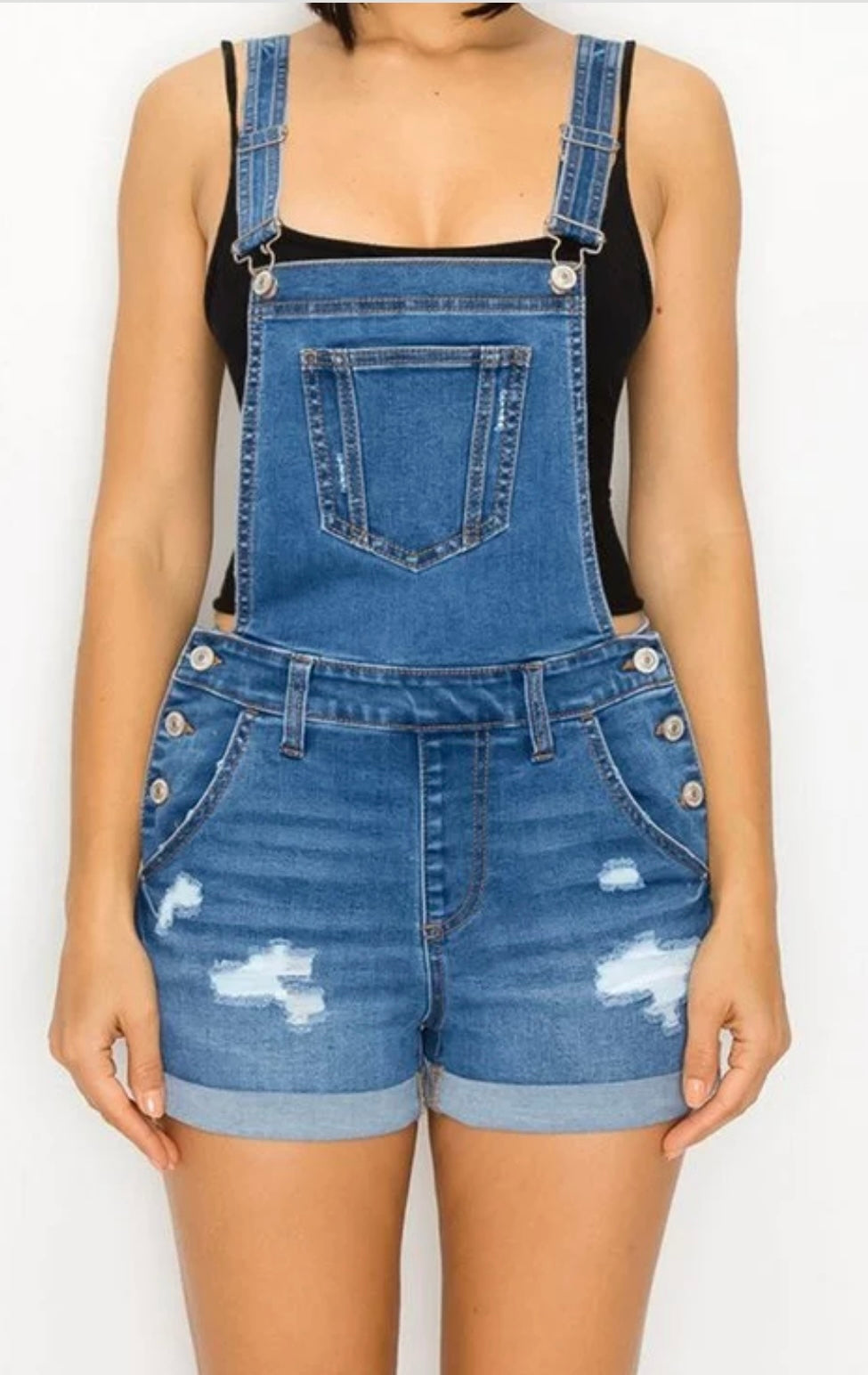 Denim Overall Shorts