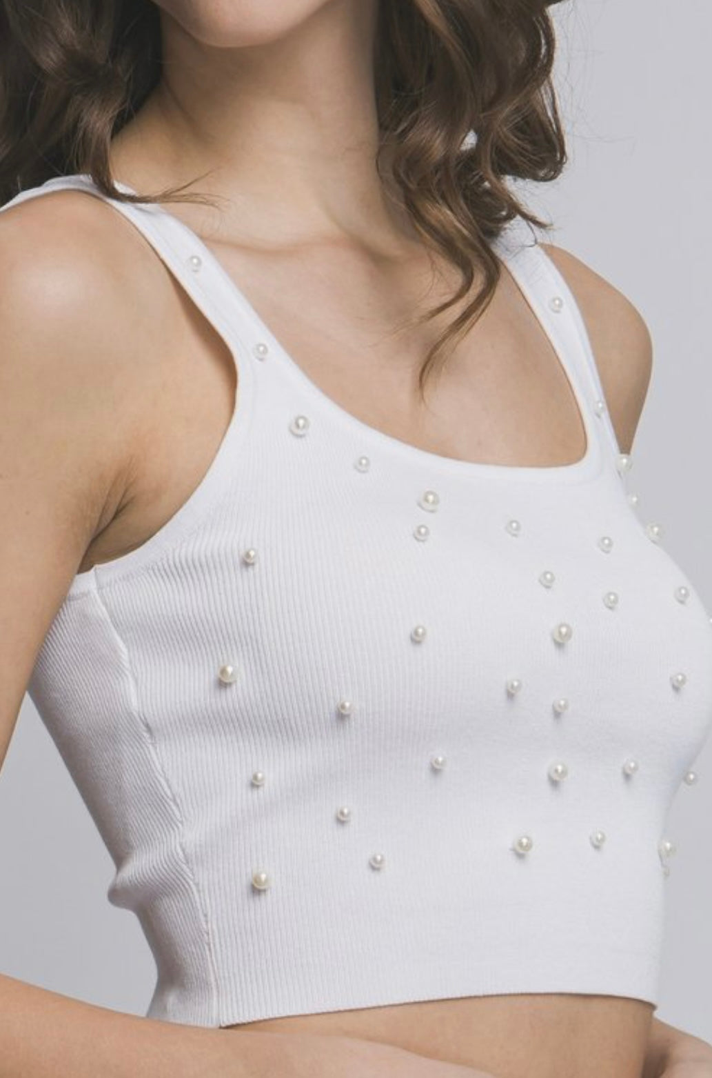 Ribbed Knit Pearl Tank Top