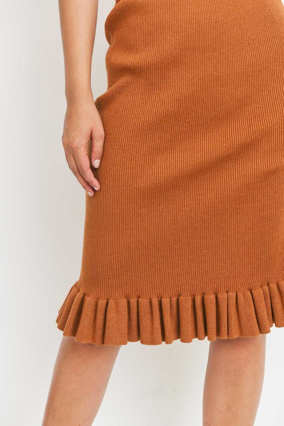 NEW ~ Sweater Knit Ruffle Midi Skirt
