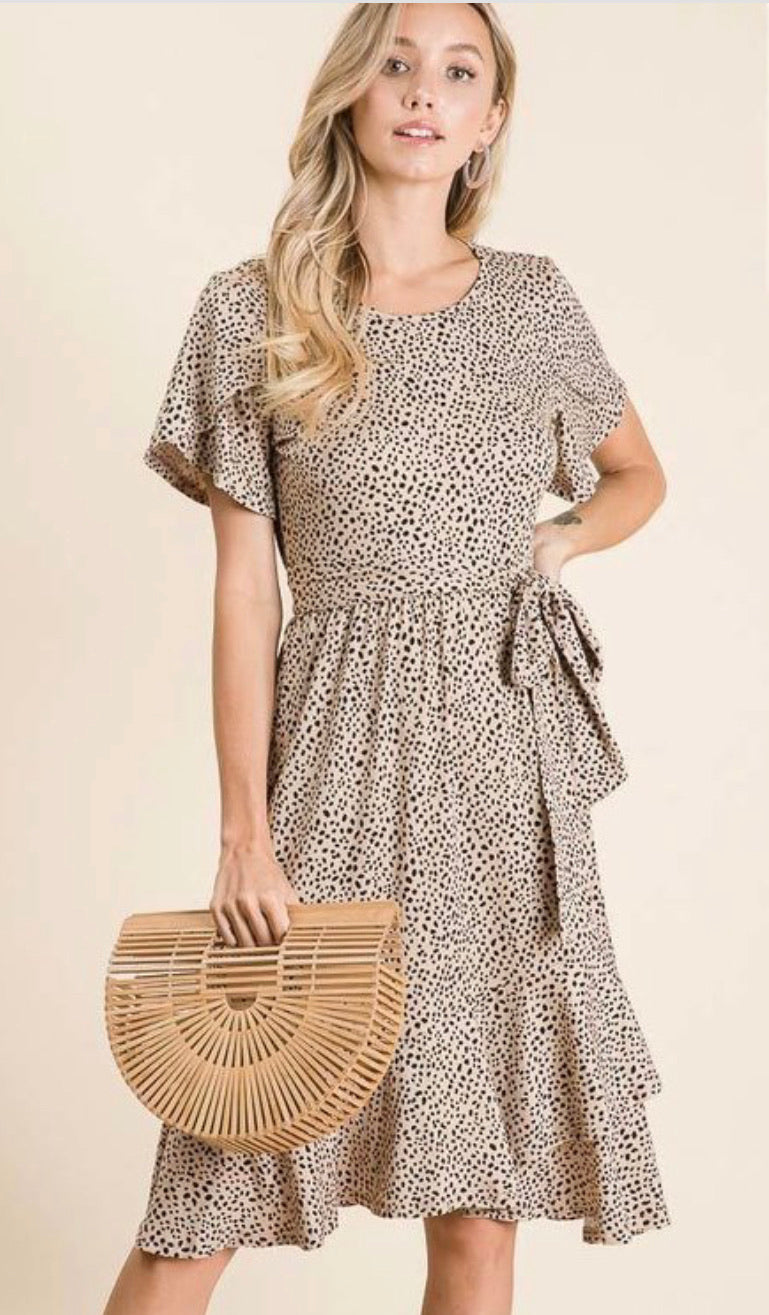 Buttery Soft and Stretchy Short Sleeve, Tiered Ruffle Hem Dress